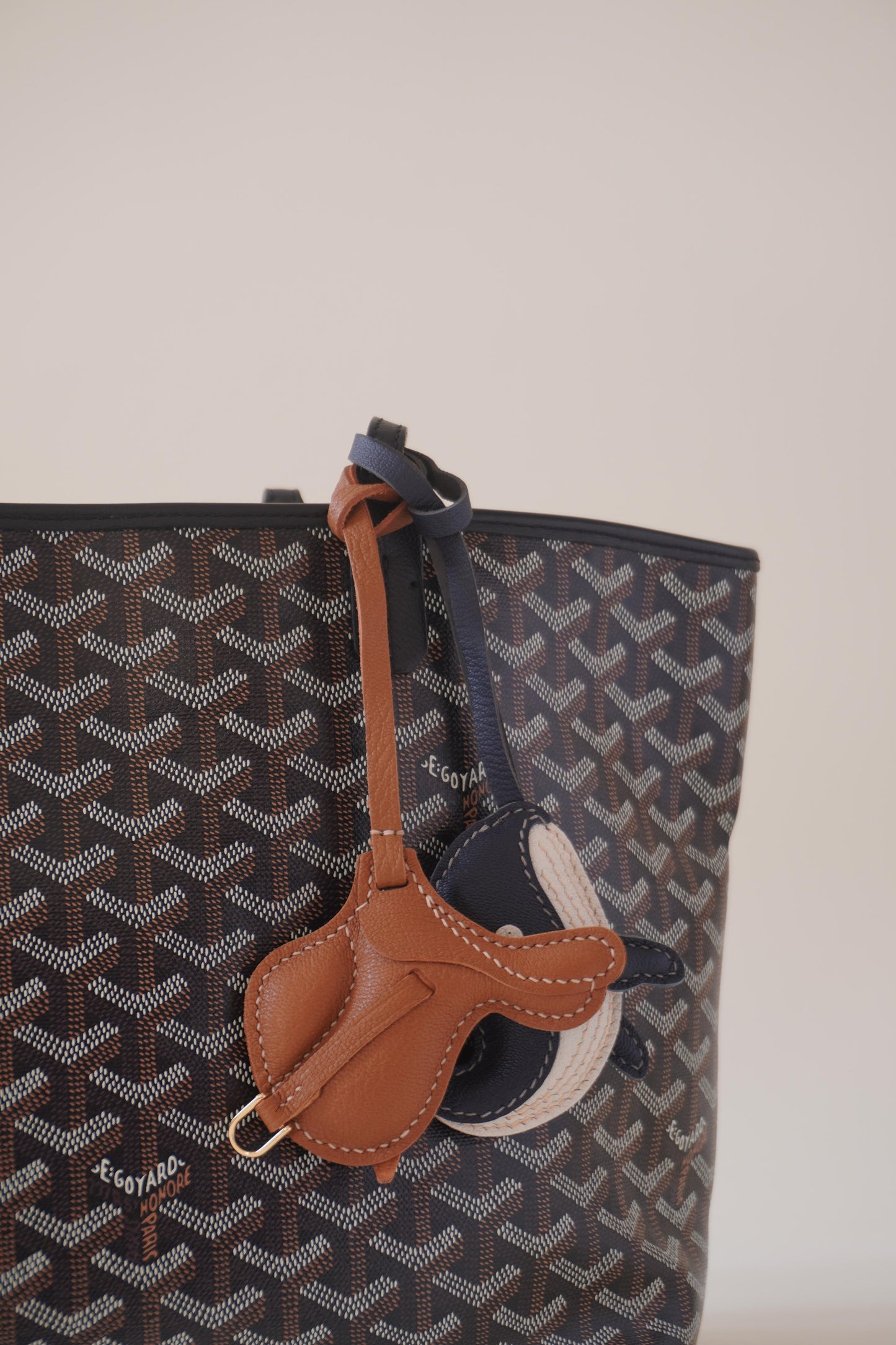 Saddle leather bag charm