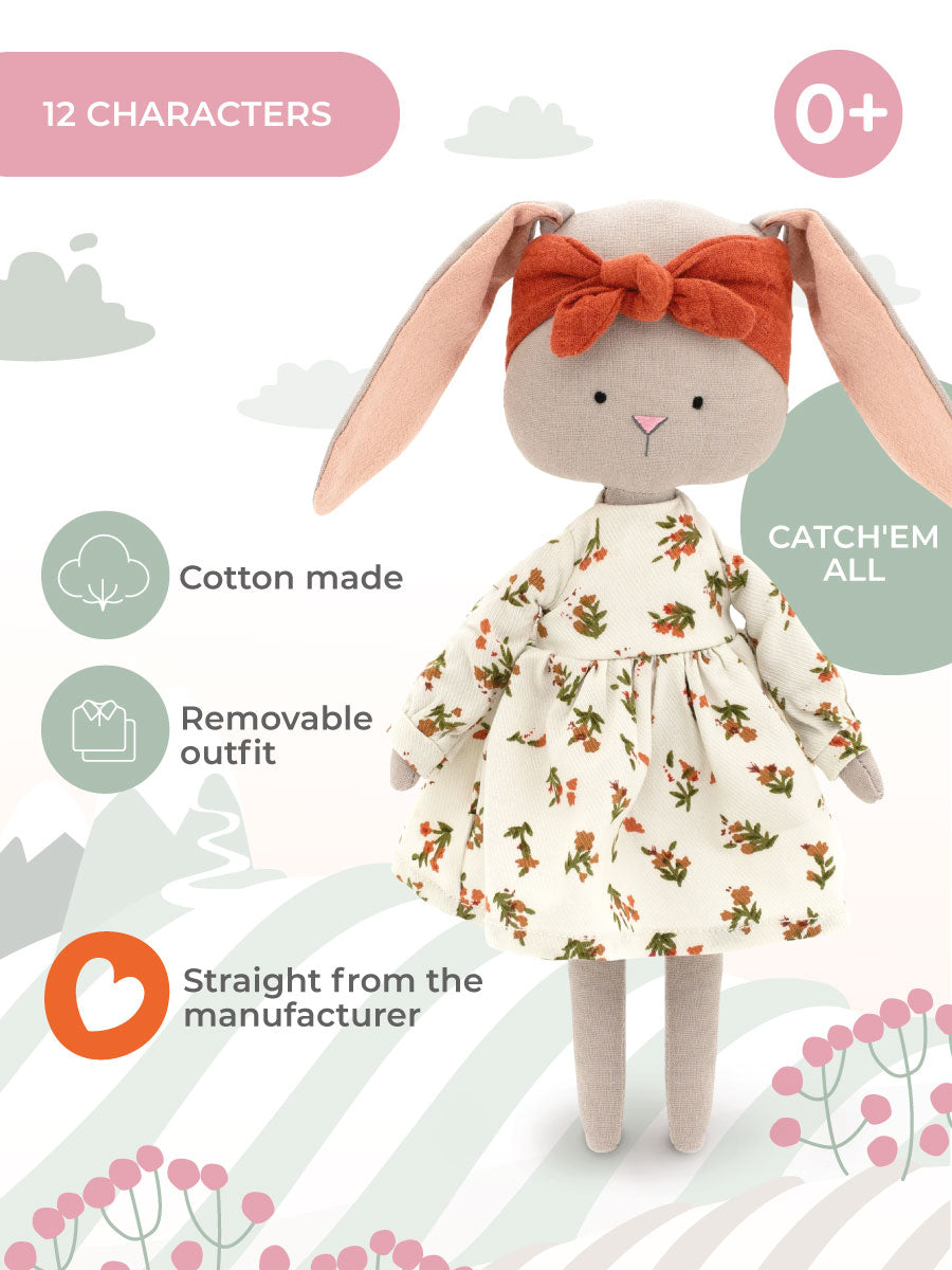 Plush toy Lucy the Bunny (floral dress)