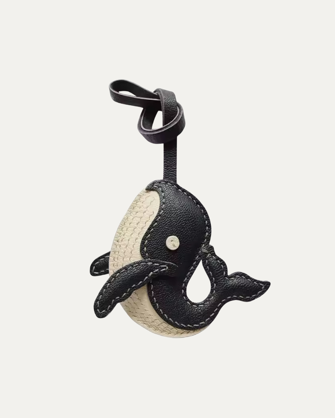 Whale leather bag charm