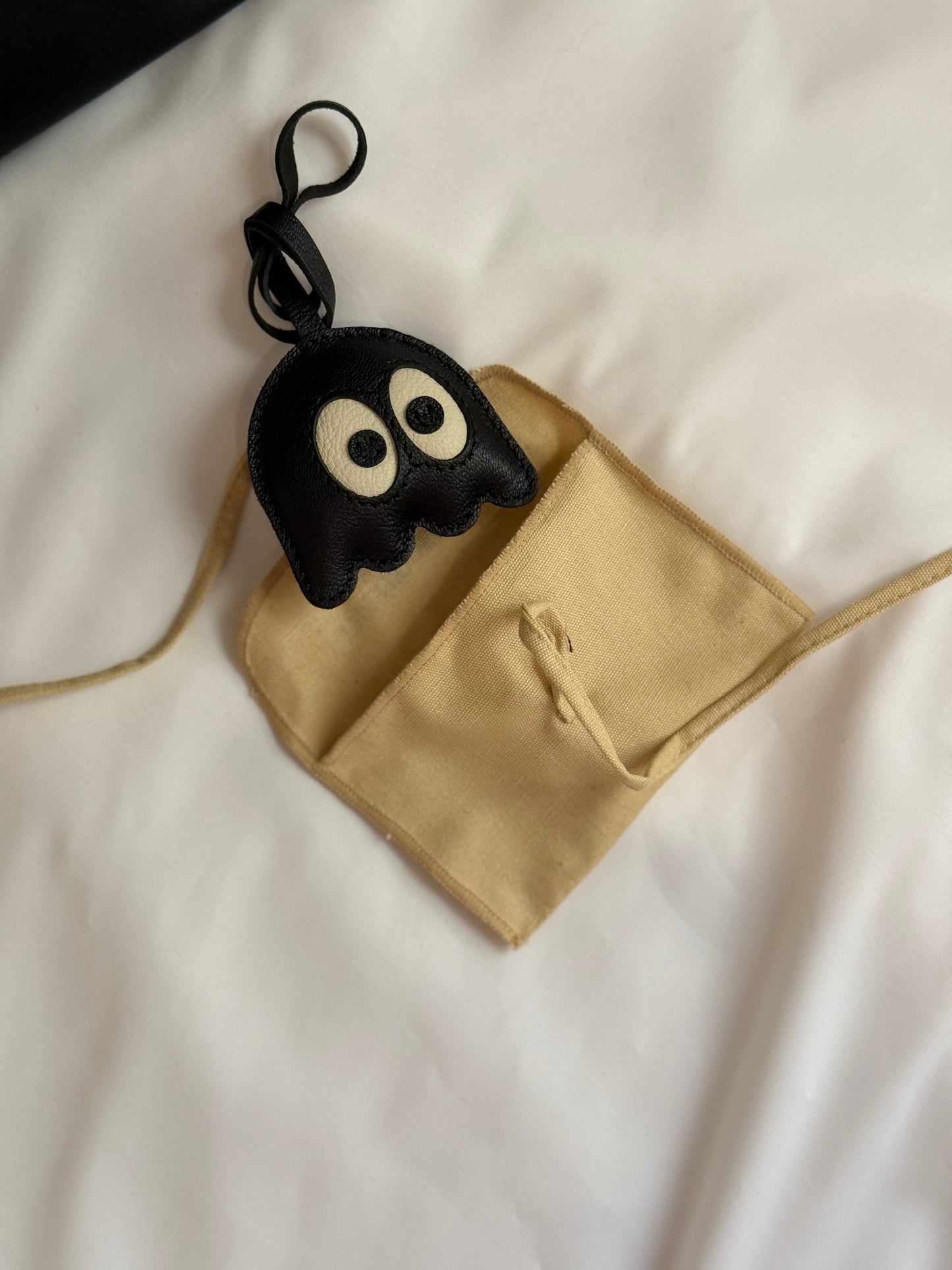 Ghost leather bag charm
