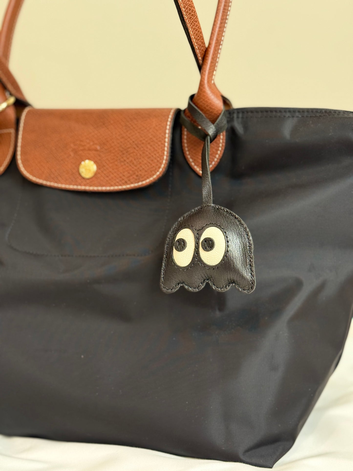 Ghost leather bag charm