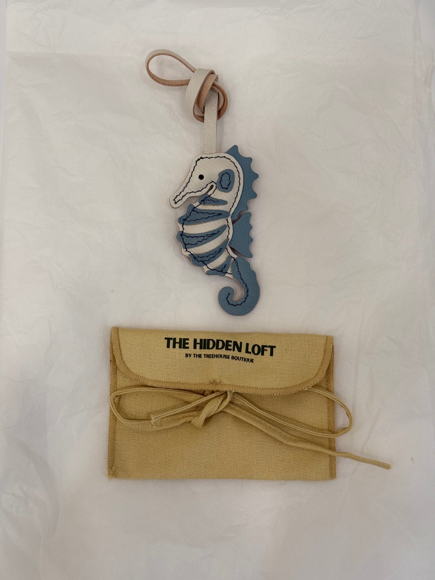 Seahorse leather bag charm