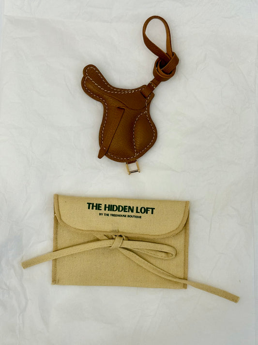 Saddle leather bag charm
