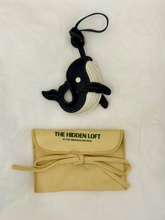 Whale leather bag charm