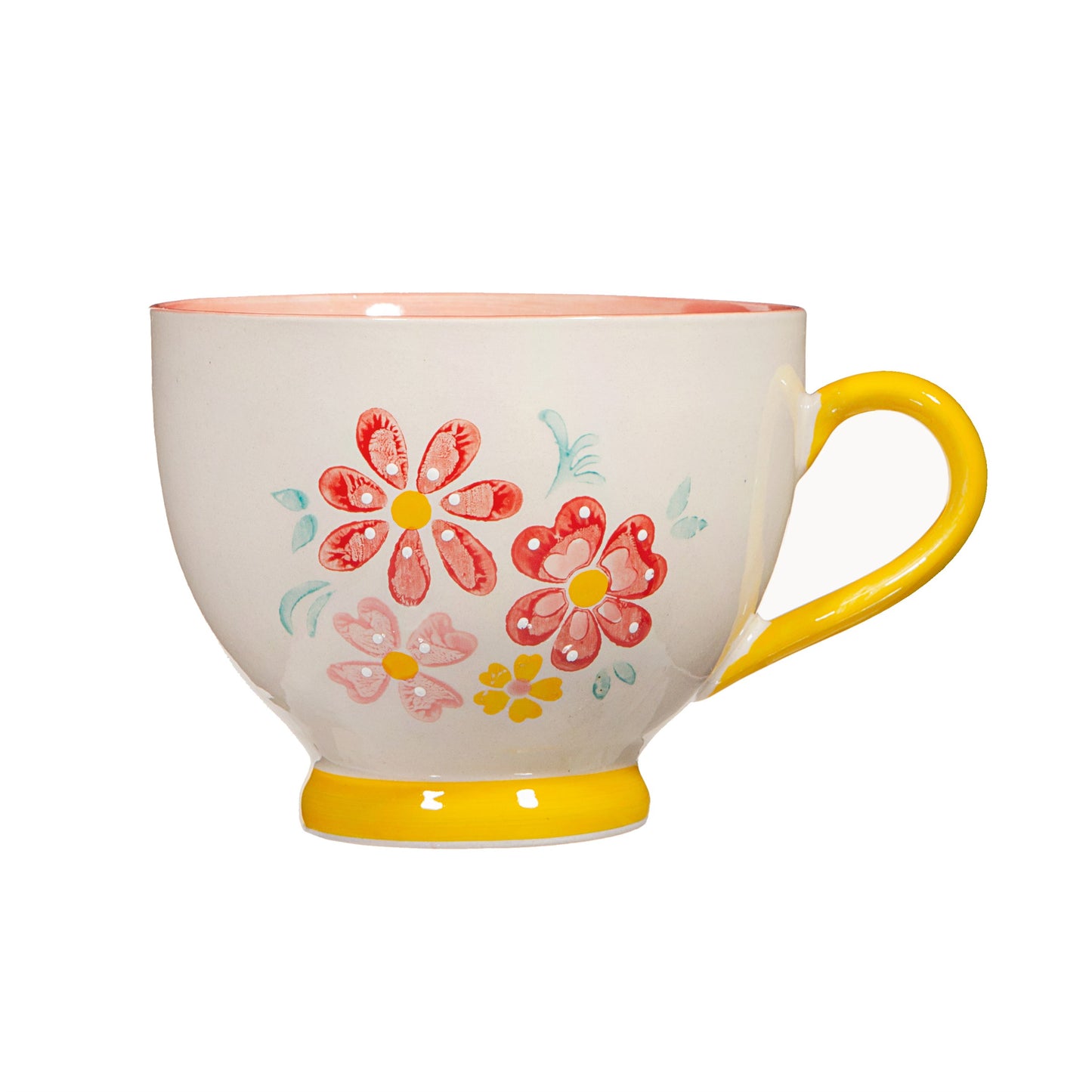 folk floral teacup - كوب شاي بأزهار ملونة