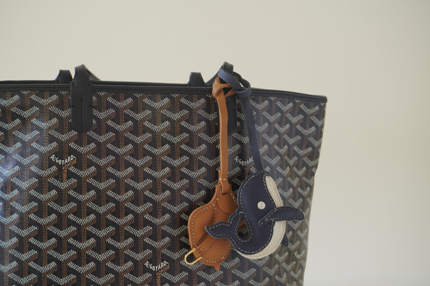 Whale leather bag charm