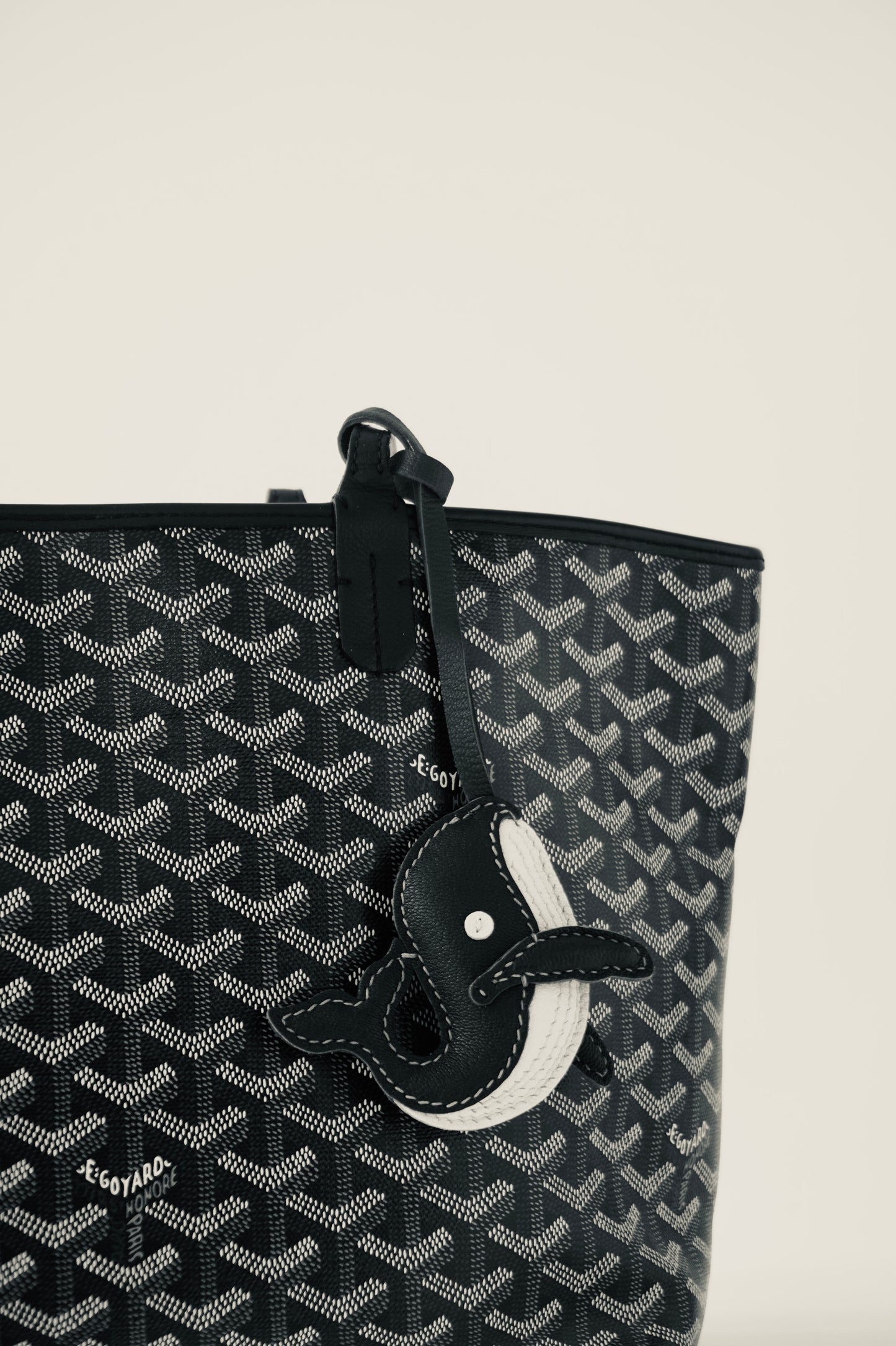 Whale leather bag charm
