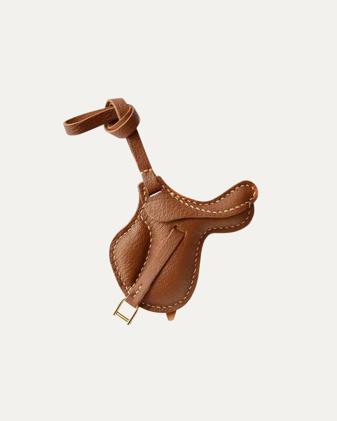 Saddle leather bag charm