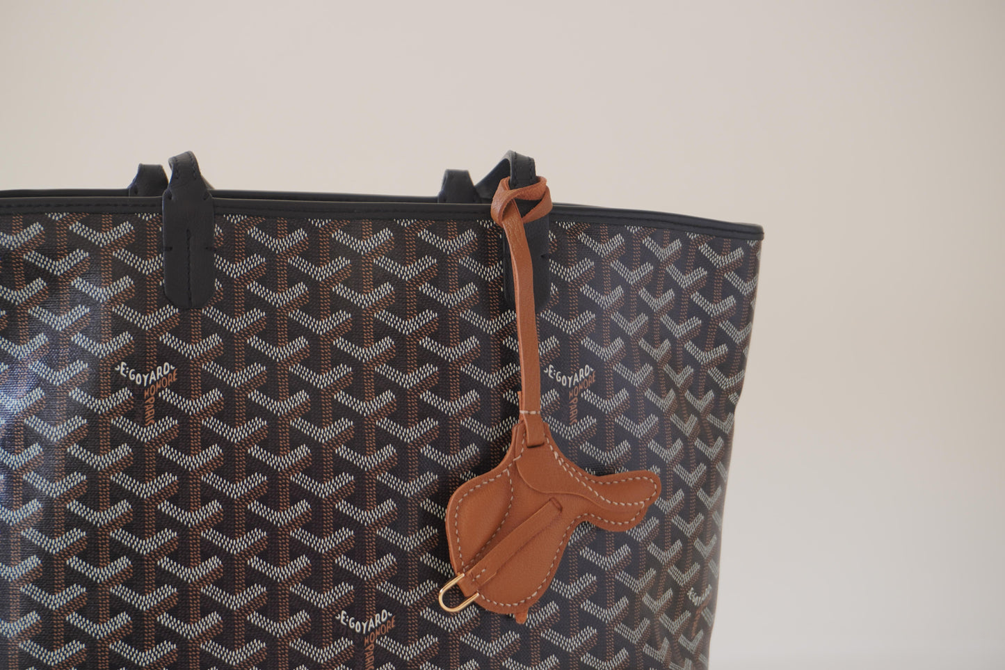 Saddle leather bag charm